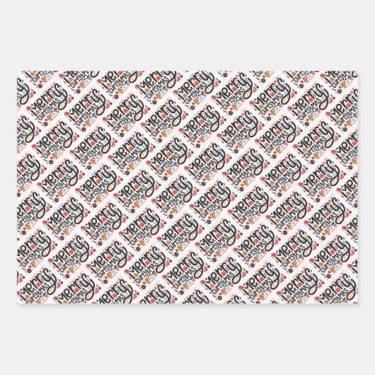 Frohe Weihnachten Geschenkpapier Set (Vorderseite)