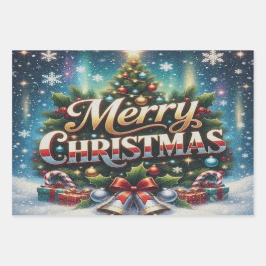 Frohe Weihnachten Geschenkpapier Set (Vorderseite)