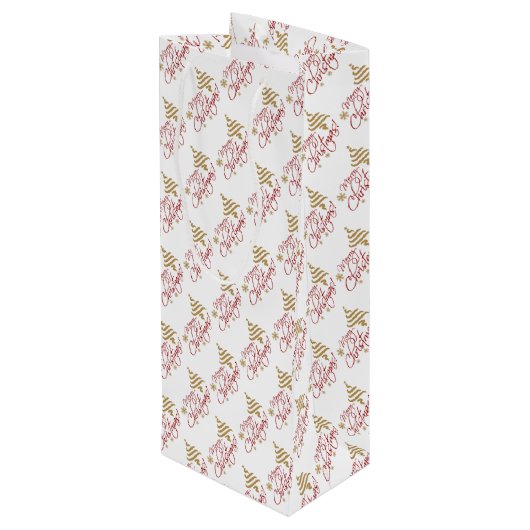 Frohe Weihnachten Geschenktüte Für Weinflaschen (Rückseite Schrägansicht)