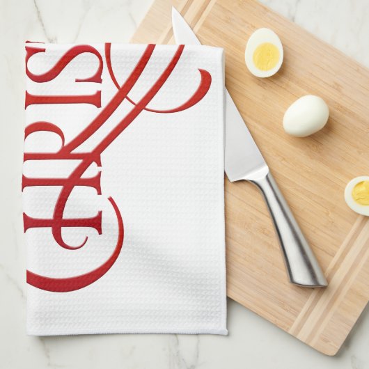 Frohe Weihnachten Geschirrtuch (Viertel Falte)