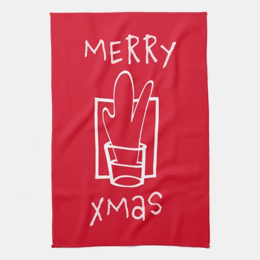 Frohe Weihnachten Geschirrtuch (Vertikal)