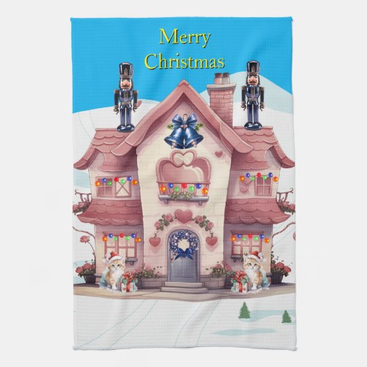Frohe Weihnachten Geschirrtuch (Vertikal)
