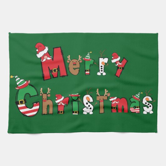 Frohe Weihnachten Geschirrtuch (Horizontal)