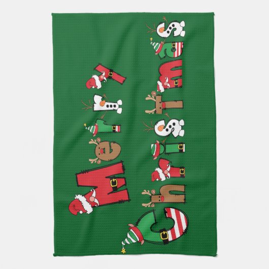 Frohe Weihnachten Geschirrtuch (Vertikal)