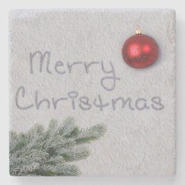 Frohe Weihnachten geschrieben in den Schnee Steinuntersetzer