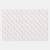 Frohe Weihnachten gestreift 3 Geschenkpapier Set (Vorderseite)