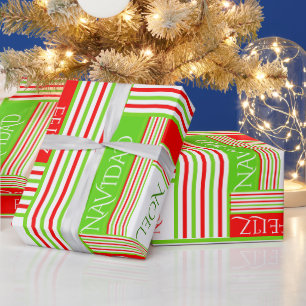 Frohe Weihnachten gestreift Merry Christmas Geschenkpapier