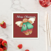 Frohe Weihnachten Gingerbread Angel Red Napkins Serviette (Beispiel)