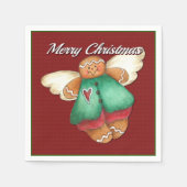 Frohe Weihnachten Gingerbread Angel Red Napkins Serviette (Vorderseite)