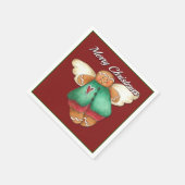 Frohe Weihnachten Gingerbread Angel Red Napkins Serviette (Ecke)