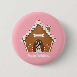Frohe Weihnachten Gingerbread Dog House Button
