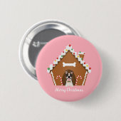 Frohe Weihnachten Gingerbread Dog House Button (Vorne & Hinten)