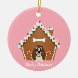 Frohe Weihnachten Gingerbread Dog House Keramik Ornament