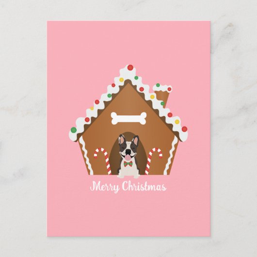 Frohe Weihnachten Gingerbread Dog House Postkarte (Vorderseite)