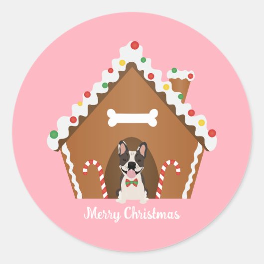 Frohe Weihnachten Gingerbread Dog House Runder Aufkleber (Vorderseite)