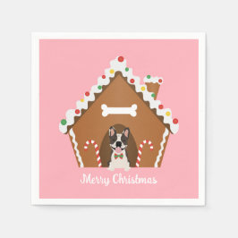 Frohe Weihnachten Gingerbread Dog House Serviette
