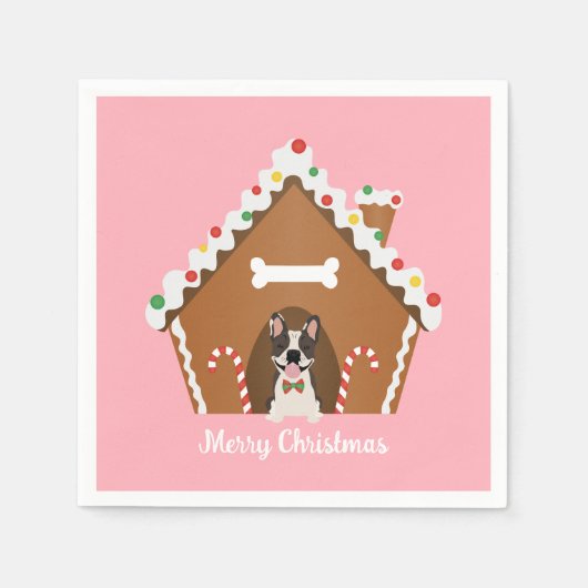 Frohe Weihnachten Gingerbread Dog House Serviette (Vorderseite)