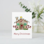 Frohe Weihnachten Gingerbread Haus Postcard Postkarte (Stehend Vorderseite)