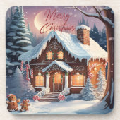 Frohe Weihnachten Gingerbread House Holiday Getränkeuntersetzer (Vorderseite)