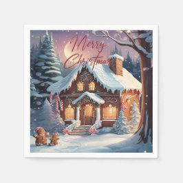 Frohe Weihnachten Gingerbread House Holiday Party Serviette