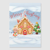 Frohe Weihnachten Gingerbread House Magnetkarte (Vorderseite)