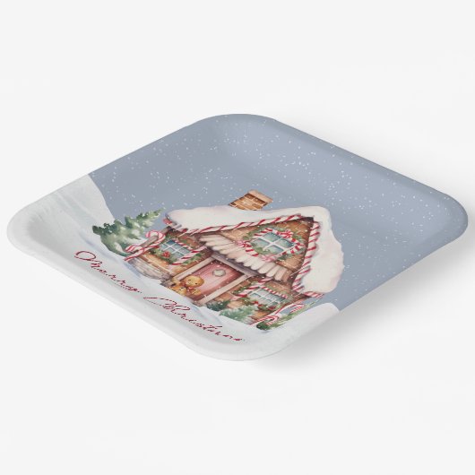 Frohe Weihnachten Gingerbread House Pappteller (Gewinkelt)