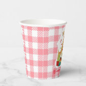 Frohe Weihnachten Gingerbread House Pink Gingham Pappbecher (Rechts)