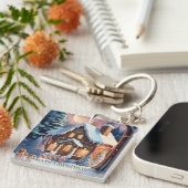 Frohe Weihnachten Gingerbread House Schlüsselanhänger (Vorderseite rechts)