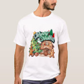 Frohe Weihnachten Gingerbread House T-Shirt (Vorderseite)
