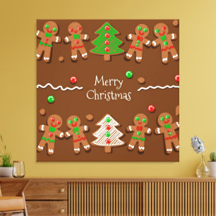 Frohe Weihnachten Gingerbread Leinwanddruck