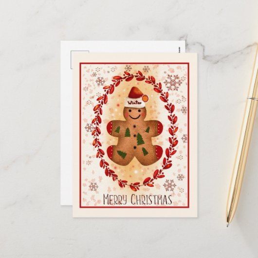 Frohe Weihnachten Gingerbread Man (Vorderseite/Rückseite Beispiel)