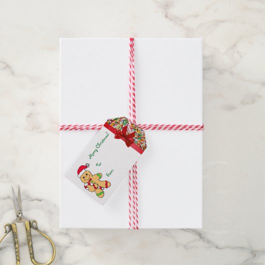 Frohe Weihnachten Gingerbread Man Candy Sprinkles Geschenkanhänger (Mit Garn)