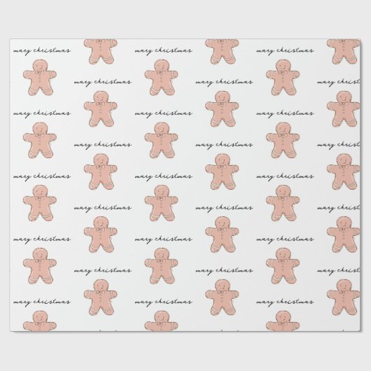 Frohe Weihnachten Gingerbread Man Geschenkpapier (Flach)
