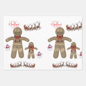 Frohe Weihnachten Gingerbread Man Geschenkpapier Set (Vorderseite 3)