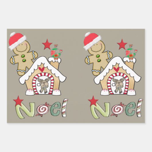 Frohe Weihnachten Gingerbread Man Geschenkpapier Set (Vorderseite 2)