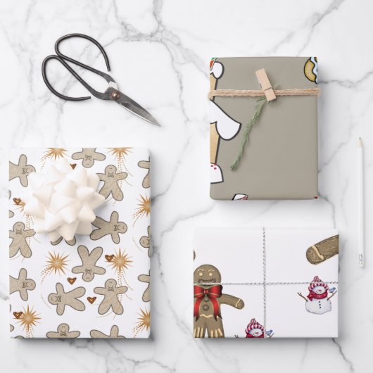 Frohe Weihnachten Gingerbread Man Geschenkpapier Set (Vorderseite)