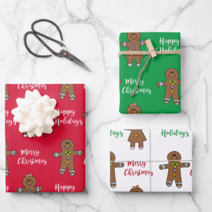 Frohe Weihnachten Gingerbread Man Geschenkpapier Set