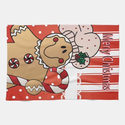 Frohe Weihnachten Gingerbread Man Geschirrtuch (Horizontal)