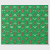 Frohe Weihnachten Gingerbread Man Green Custom Geschenkpapier (Flach)