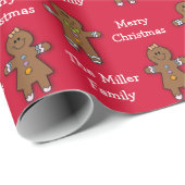 Frohe Weihnachten Gingerbread Man Red Custom Geschenkpapier (Rolleneckpunkt)