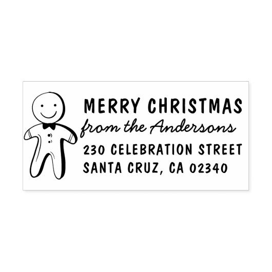 Frohe Weihnachten Gingerbread Man Rücksendeadresse Gummistempel (Prägung)
