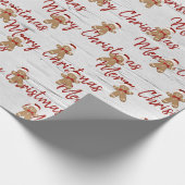 Frohe Weihnachten Gingerbread Mann auf Birch Geschenkpapier (Ecke)