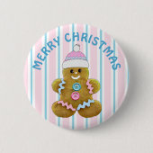 Frohe Weihnachten Gingerbread Mann Button (Vorderseite)
