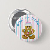 Frohe Weihnachten Gingerbread Mann Button (Vorne & Hinten)