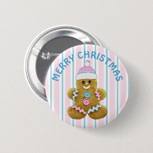 Frohe Weihnachten Gingerbread Mann Button (Vorne & Hinten)