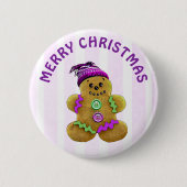 Frohe Weihnachten Gingerbread Mann Button (Vorderseite)