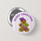 Frohe Weihnachten Gingerbread Mann Button (Vorne & Hinten)