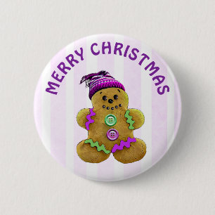 Frohe Weihnachten Gingerbread Mann Button