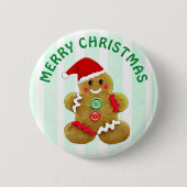 Frohe Weihnachten Gingerbread Mann Button (Vorderseite)