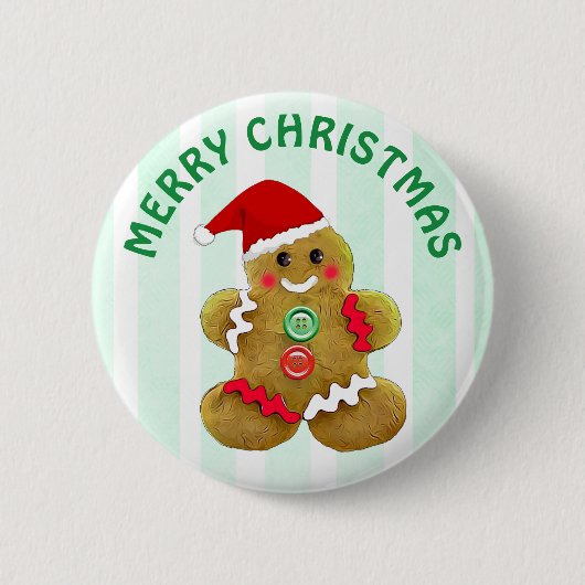 Frohe Weihnachten Gingerbread Mann Button (Vorderseite)